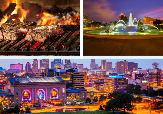 triptych showing highlights of Kansas City