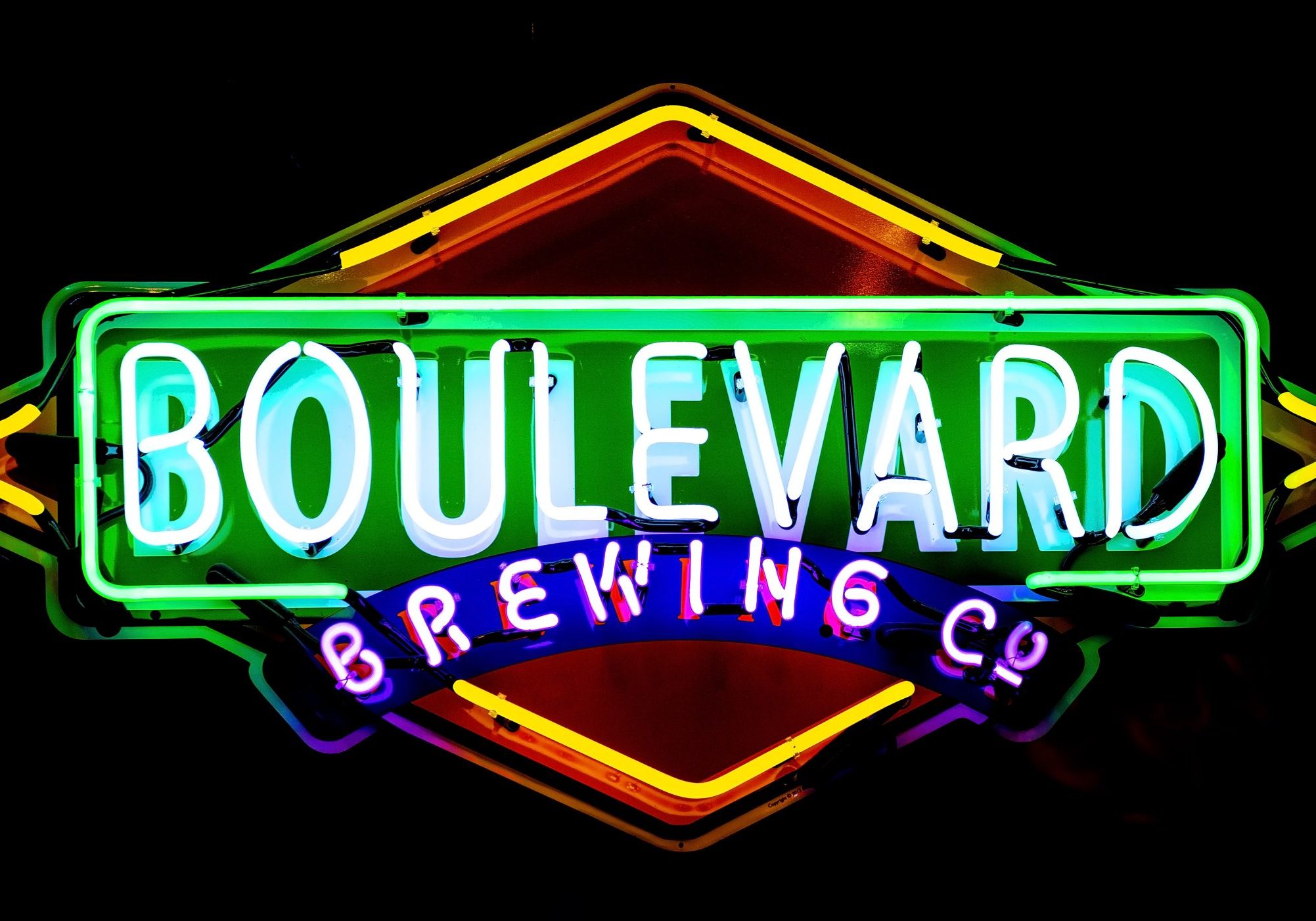 Neon Light outside of Boulevard Brewery in Kansas City MO